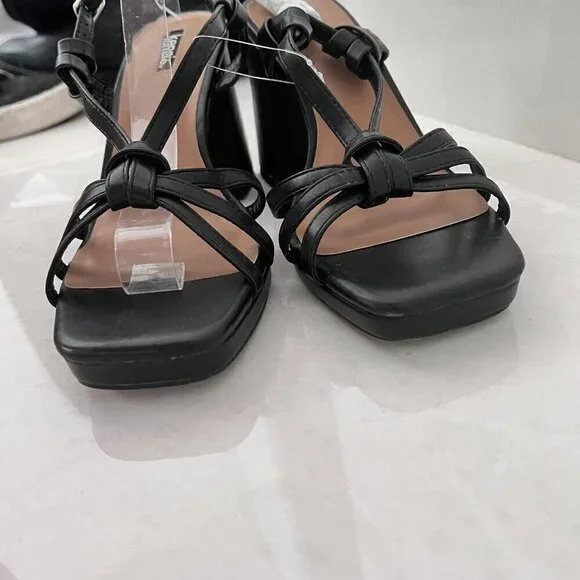 Kensie Leilany Strappy Platform Sandals Black Sz. 8.5M block heels faux leather - Picture 9 of 13